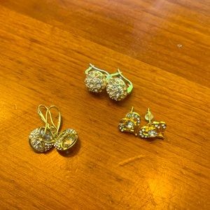 Silver and gold earrings 3 piece